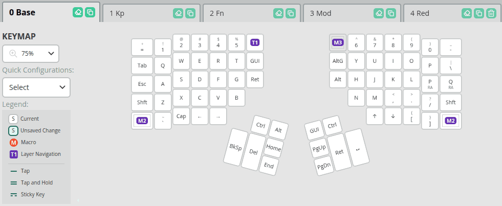 Kinesis Advantage360 base layer keymap